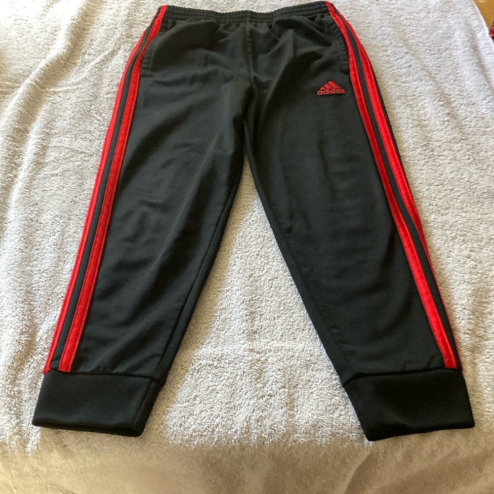 Adidas Kids Black and Red Track Pants